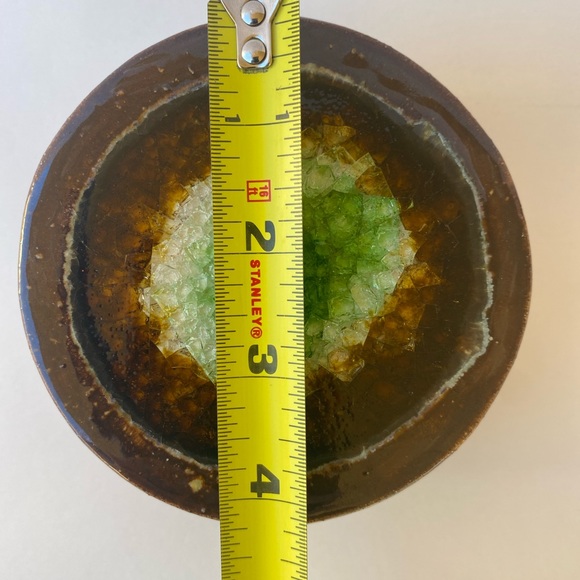 Handmade Ceramic Pottery Coasters with Crushed Glass/Crystal Center - Picture 7 of 9